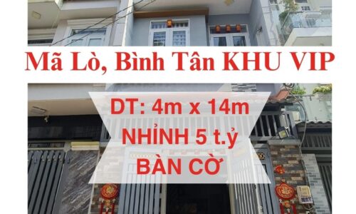 Nhà Bán Mã Lò Bình Tân KHU VIP Nhỉnh 5 T.y ngang 4x14m Oto Đỗ Cửa